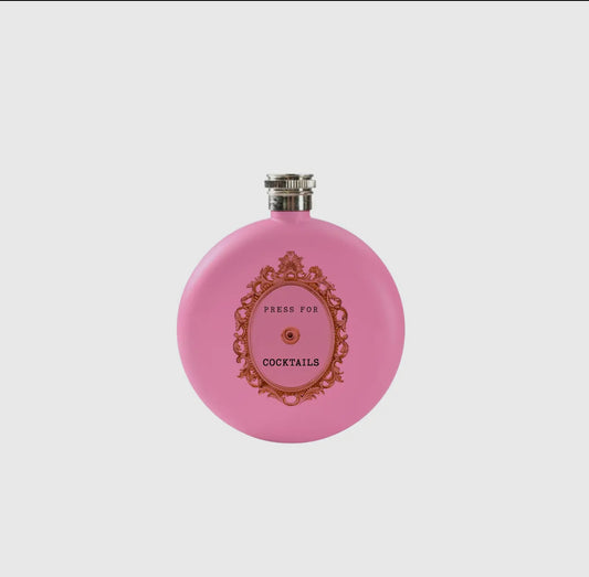 Pink "Press for Cocktails Flask"