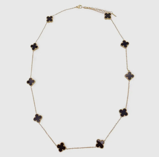 Pretty Black & Gold Clover Necklace * Tarnish- Free & Waterproof*