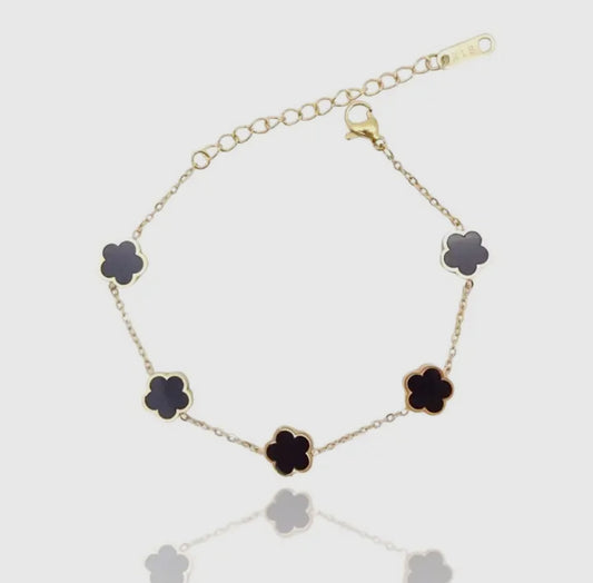 Black & Gold Clover Leaf Bracelet