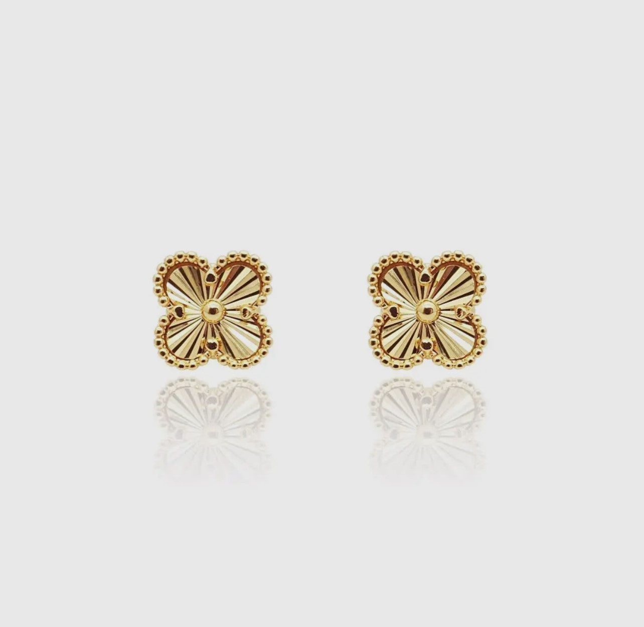 Lux 18K Gold Clover Stud Earrings