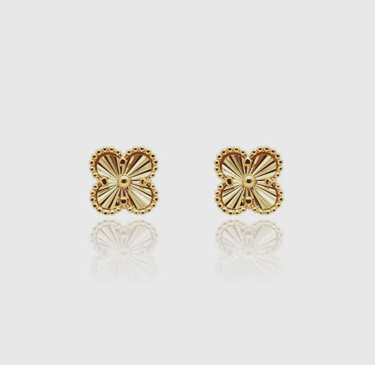 Lux 18K Gold Clover Stud Earrings