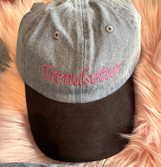 Trendsetter Denim Dad Hat with Black Suede Hat