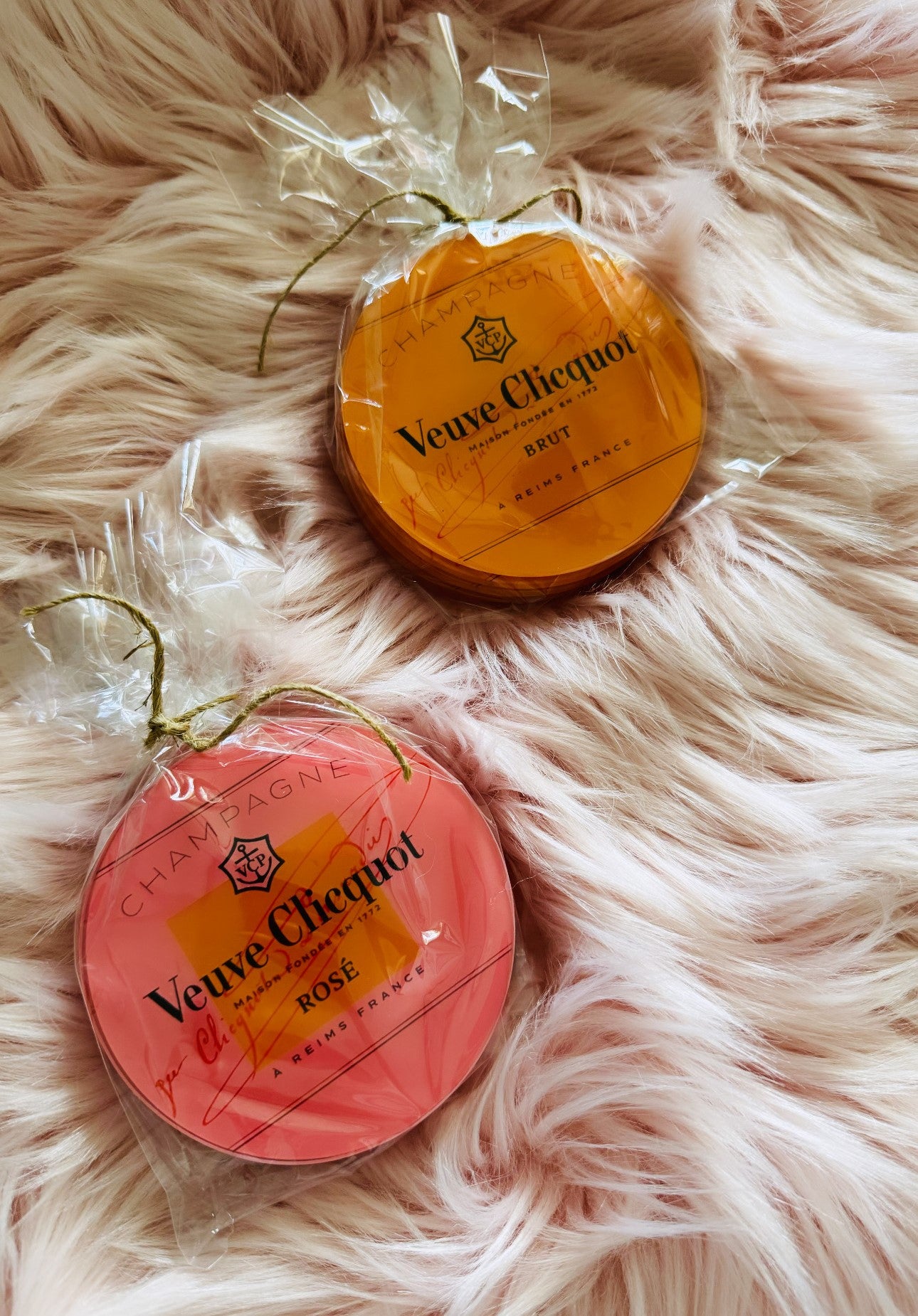 4pc Round Veueve Clicquot Coasters