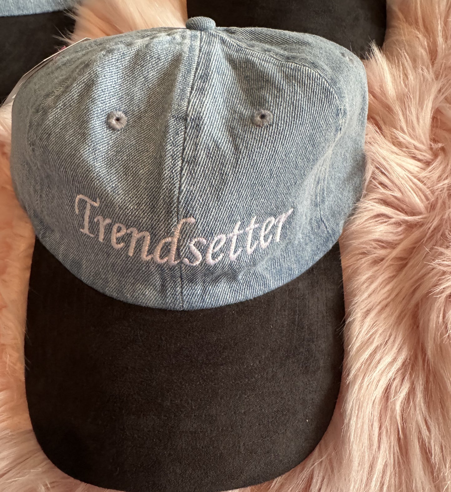 Trendsetter Denim Dad Hat with Black Suede Hat