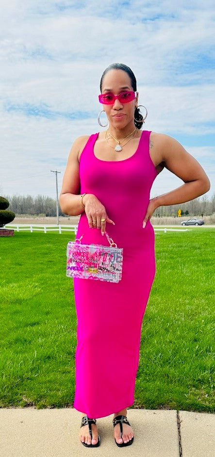 Magenta Seamless Tank Maxi Dress